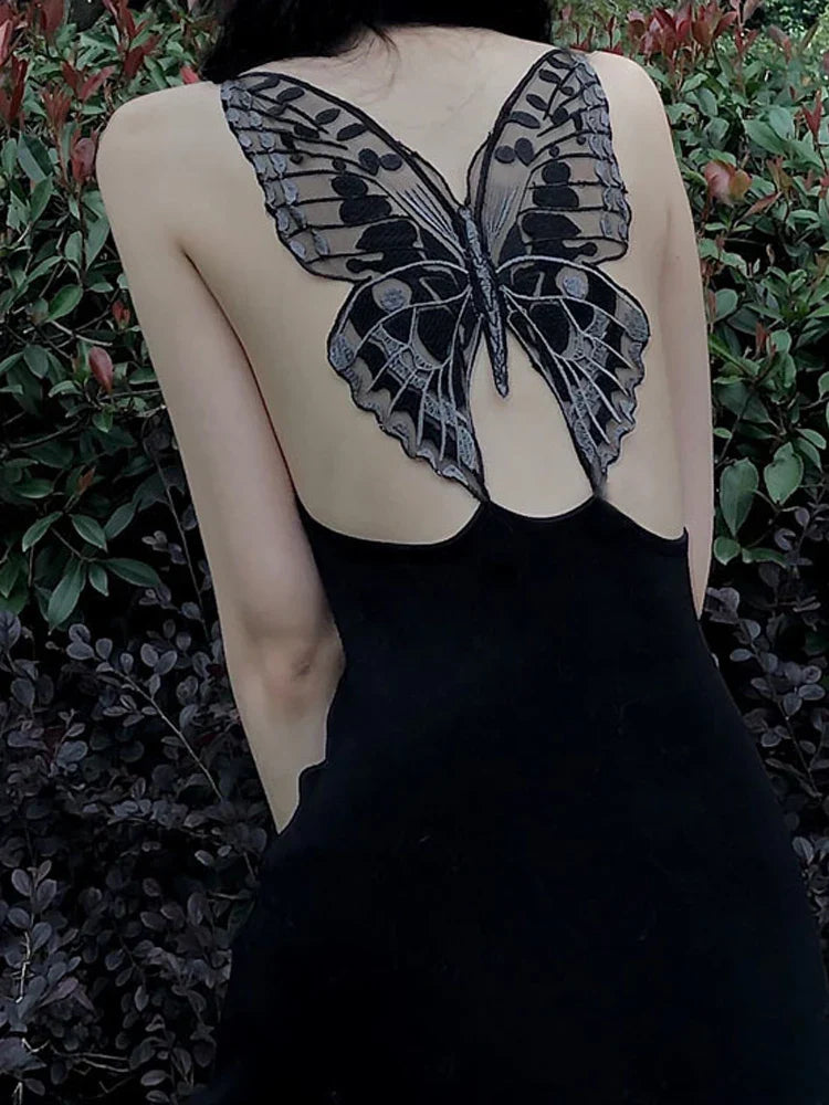 Black Butterfly Gothic Maxi dress