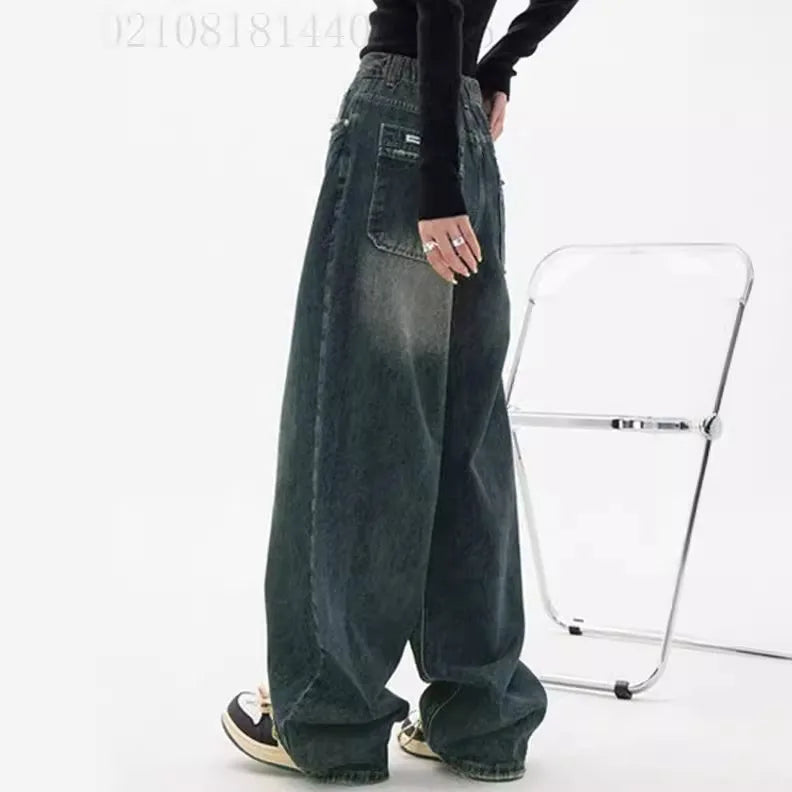 Y2k Women's High Waist Wide Leg Denim Jeans