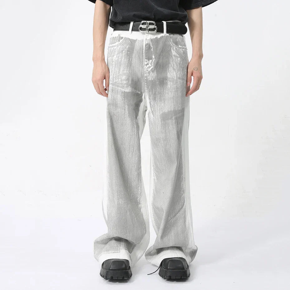 Cyperpunk Washed White Straight Leg Pants