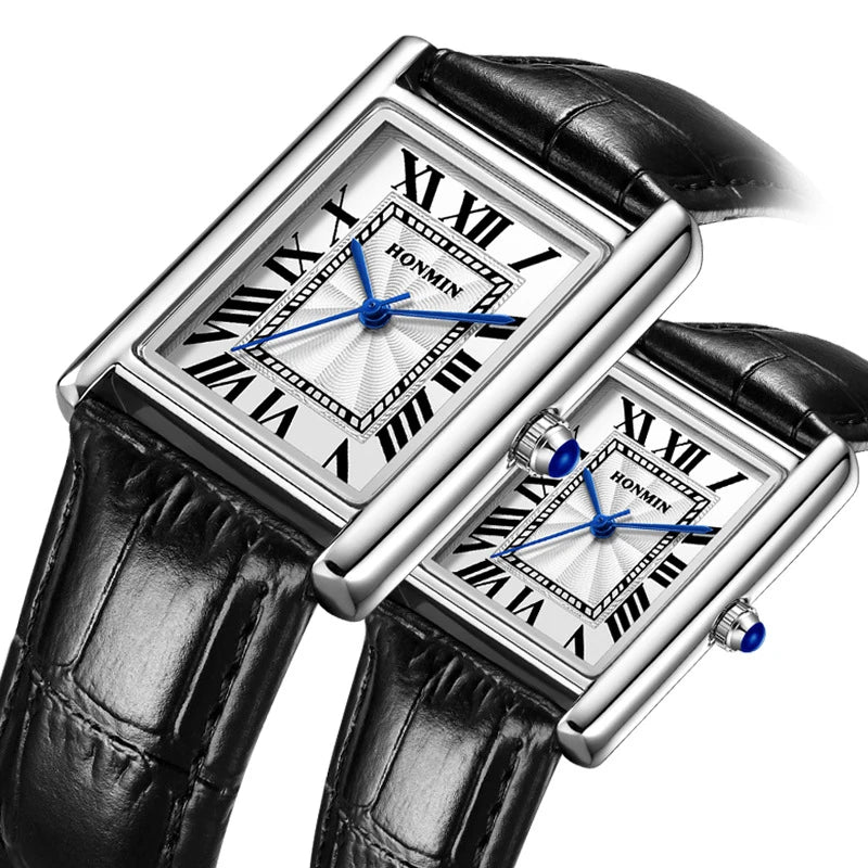 Unisex Simple Square Leather Watch