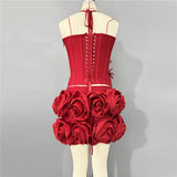 Flowers Corset Top & Ruffled Mini Skirt Set