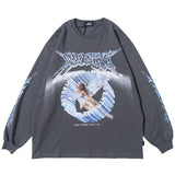 Retro Angel Print Loose Hip Sweatshirt