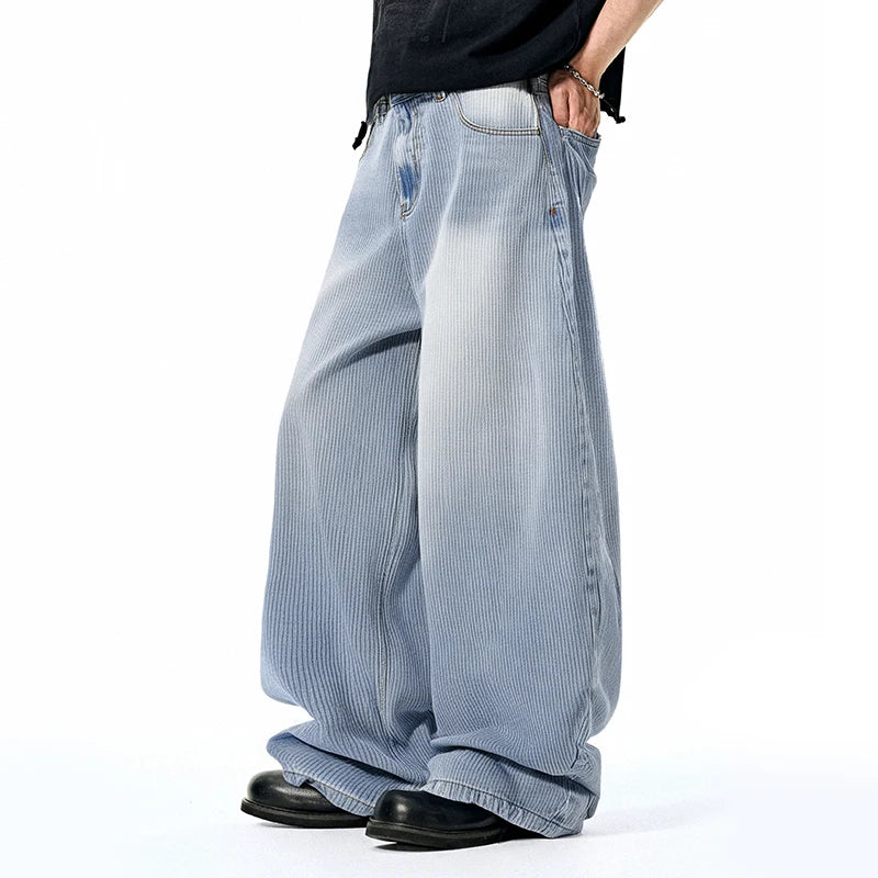 Wide Leg Knit Curved Baggy Jeans