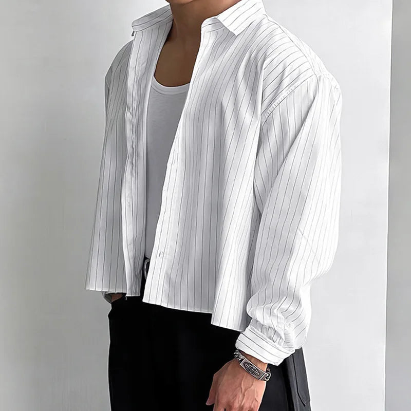 Boxy Fit Korean Style Stripped White Shirt