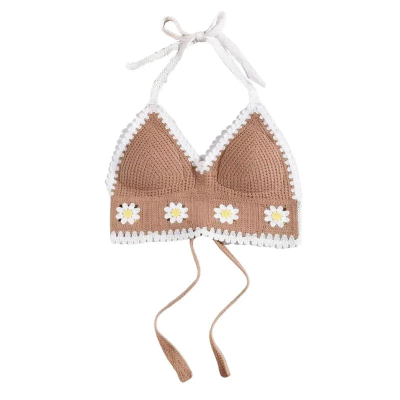 Handmade Knitted Boho Beach Camisoles Crochet Bikini