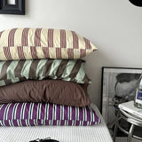 Solid Color Simple Striped Pillowcase