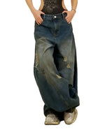 Y2k Ripped Retro Wide Leg Jeans