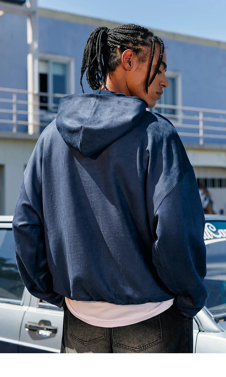 Basic Streetwear Baggy Blue Hoodie