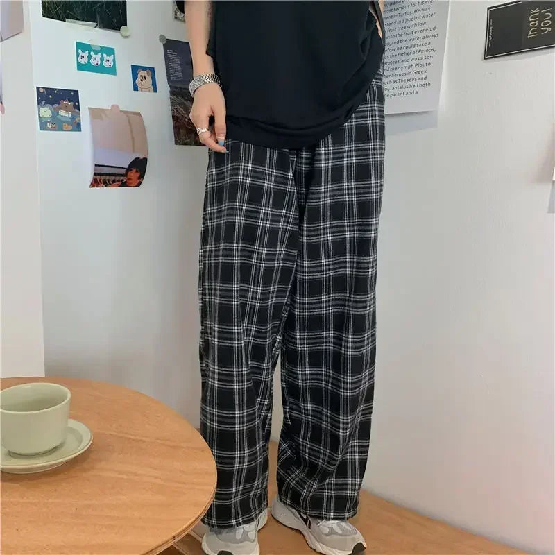 Comfy Winter Plaid Straight Pants