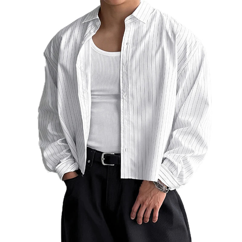 Boxy Fit Korean Style Stripped White Shirt