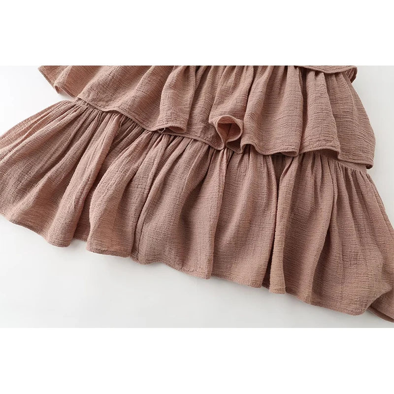 Sexy Brown Backless Mini Dress