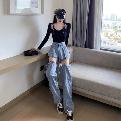 Y2K Detachable Straight Leg Jeans