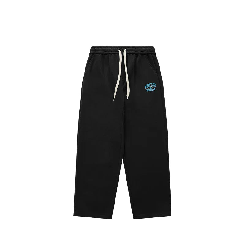 Solid Color Drawstring Straight Leg Pants