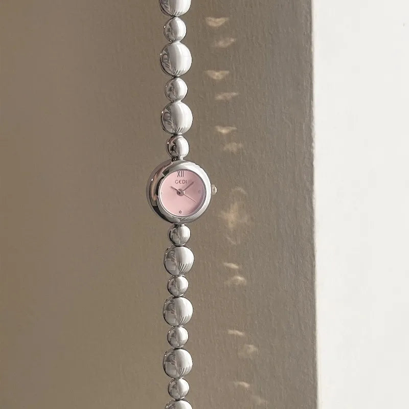 Ladies Silver Bracelet Round Quartz Watch