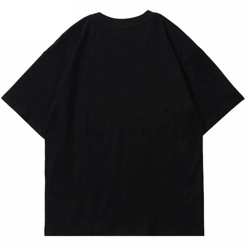 Shadow Printed Dark Style Washed Black T-Shirt