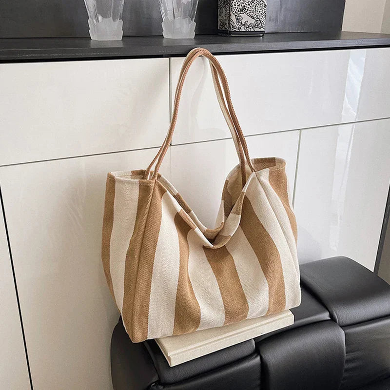 Striped Canvas Shoulder Bag