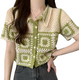 Handmade Crochet Striped Knitted Vest
