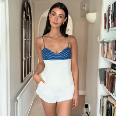 Y2K Damen zweiteiliges Set: Oberteil und Skort im Küsten-Stil