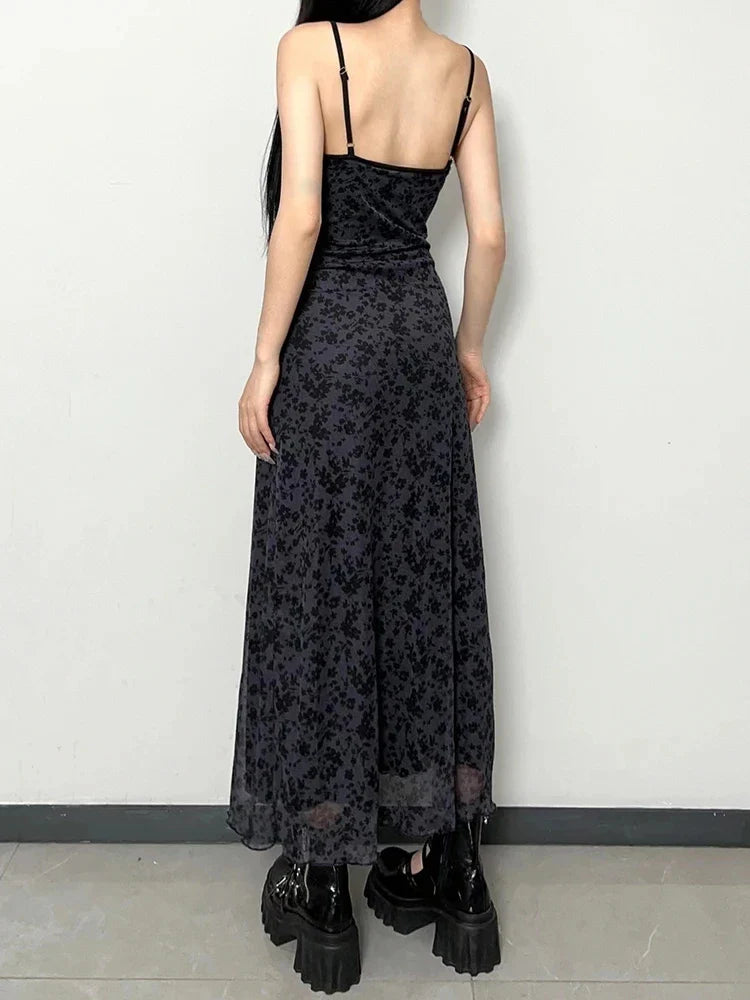 Vintage Grunge Floral Maxi Dress