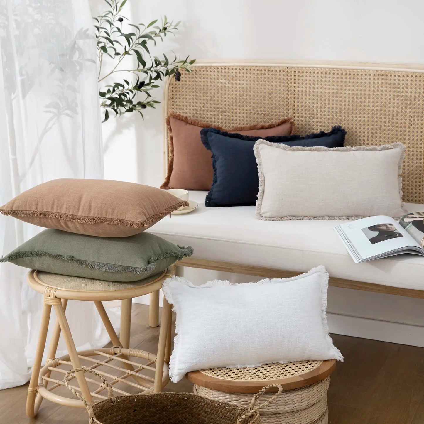 Decorative Linen Fringe Pillow Covers