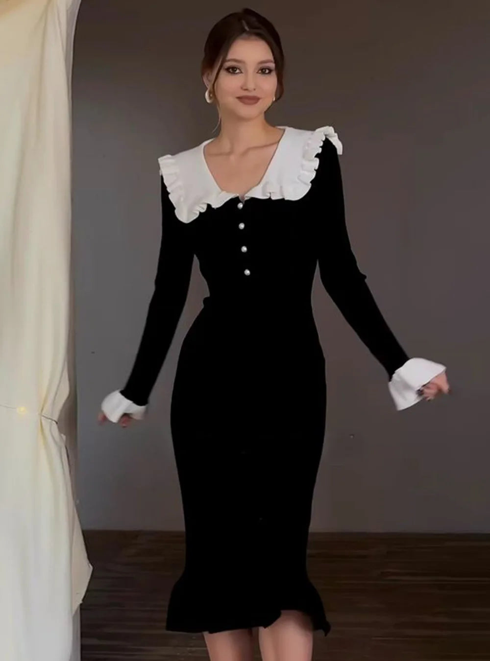 Old Money Retro Knitted Midi Dress
