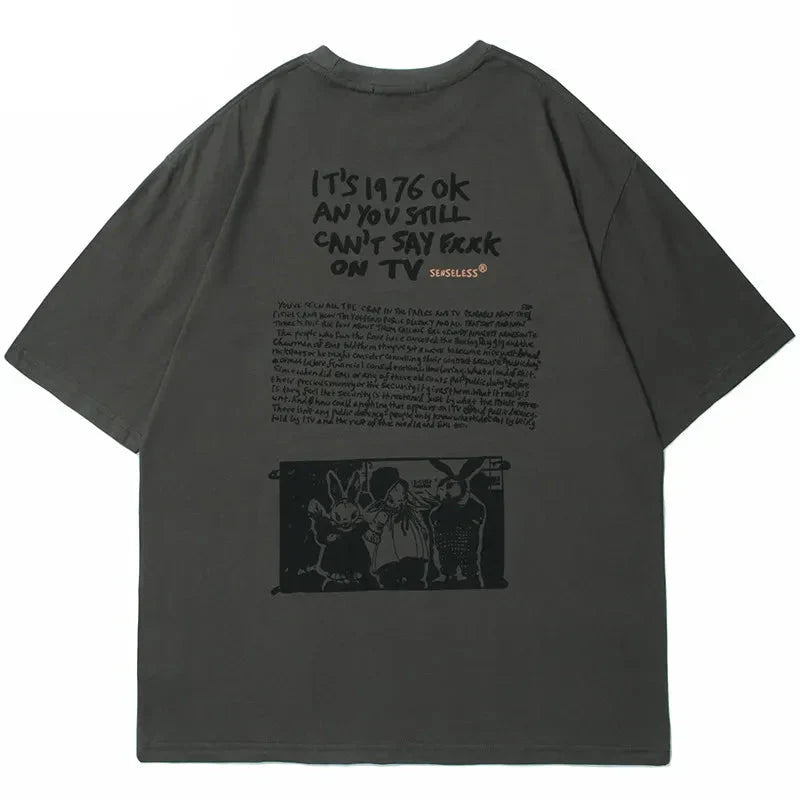 Y2K Retro Bunny Letter Print T-shirt