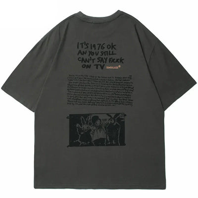 Y2K Retro Bunny Letter Print T-shirt