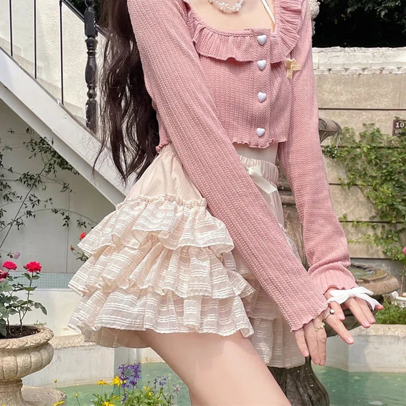 Coquette Pink Ruffles Mini Skirt