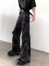 Grunge Black Washed Stacked Flare Jeans