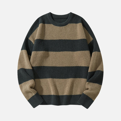 Stripped Loose O-neck Sweater