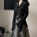 Gothic Black Irregular Designer Blouse Shirt