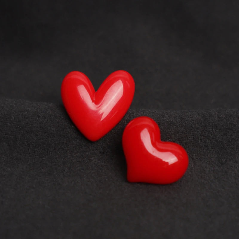 Women Cute Red Heart Brooches