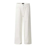 Solid Color Raw Edge Denim Pants