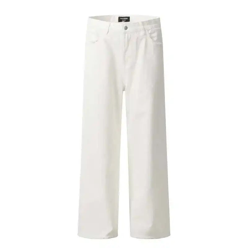 Solid Color Raw Edge Denim Pants