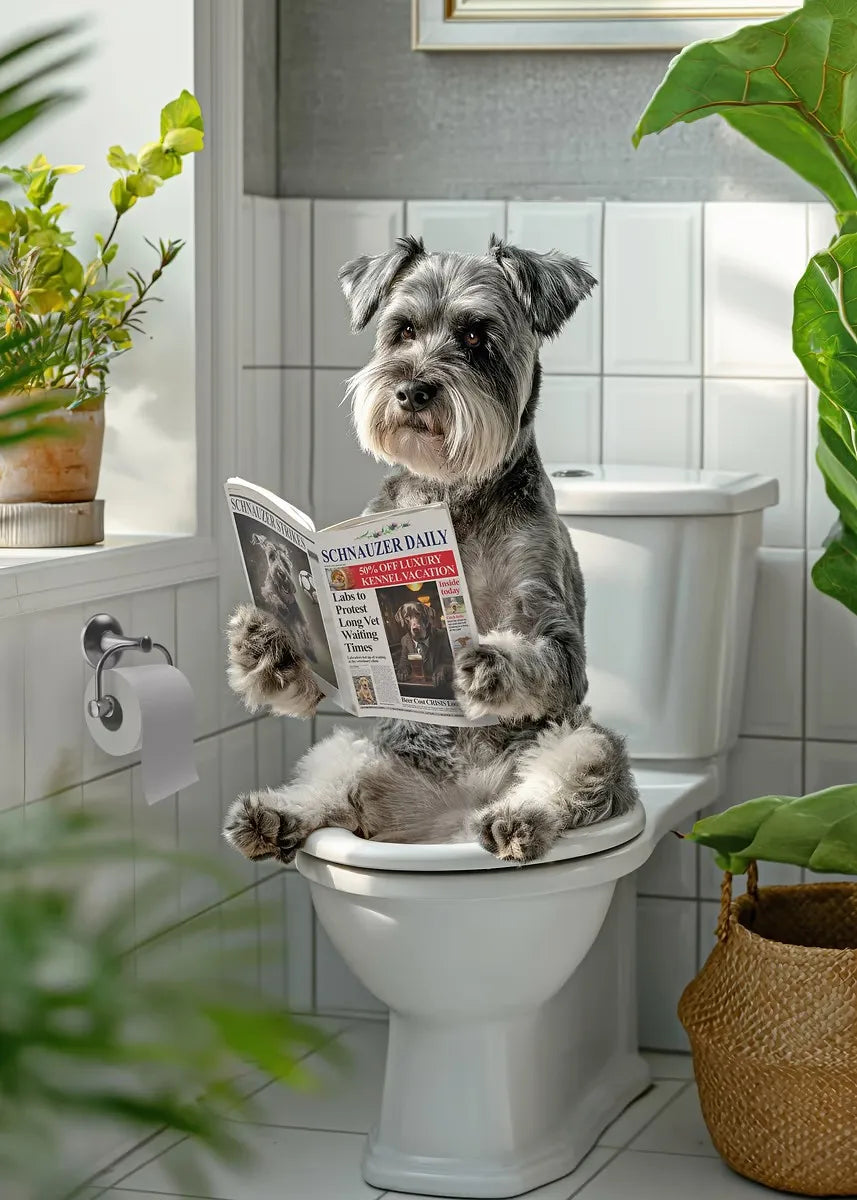 Dog Reading Newspaper Poster