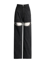 Baddie Embellished Ripped  Denim Jeans