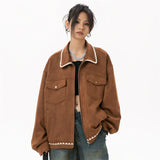 Y2K Stylish Suede Bomber Jacket