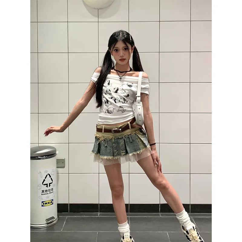 Japanese Y2k Aesthetic Mini Denim Skirt