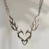 Cyperpunk Flamed Heart Necklace