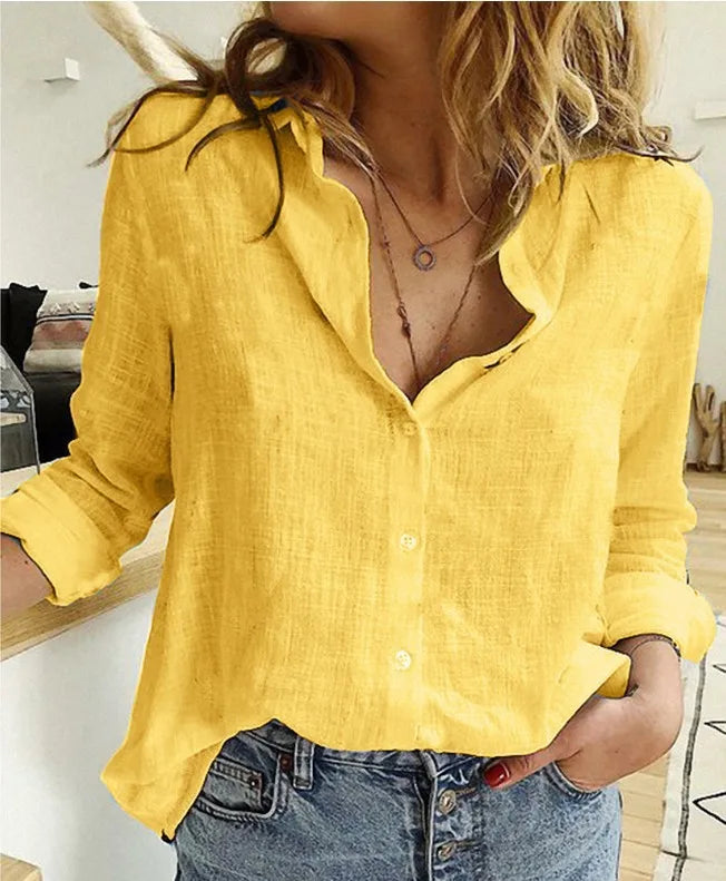 Elegant Cotton Linen Women Shirts
