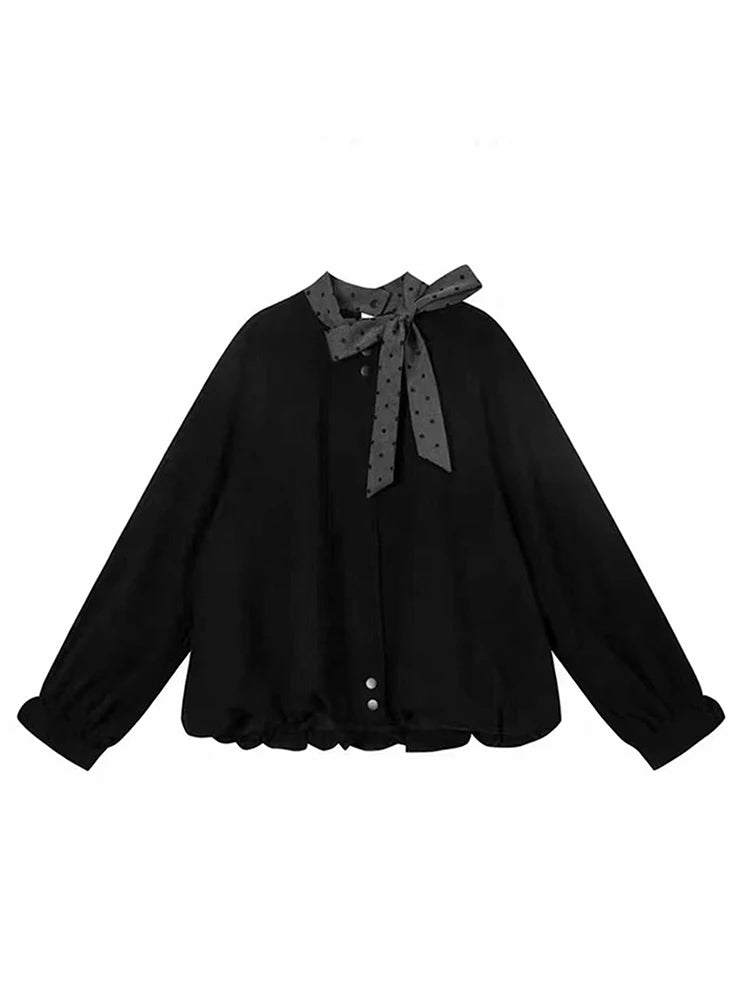 Vintage Long Sleeve Black Shirt Blouse