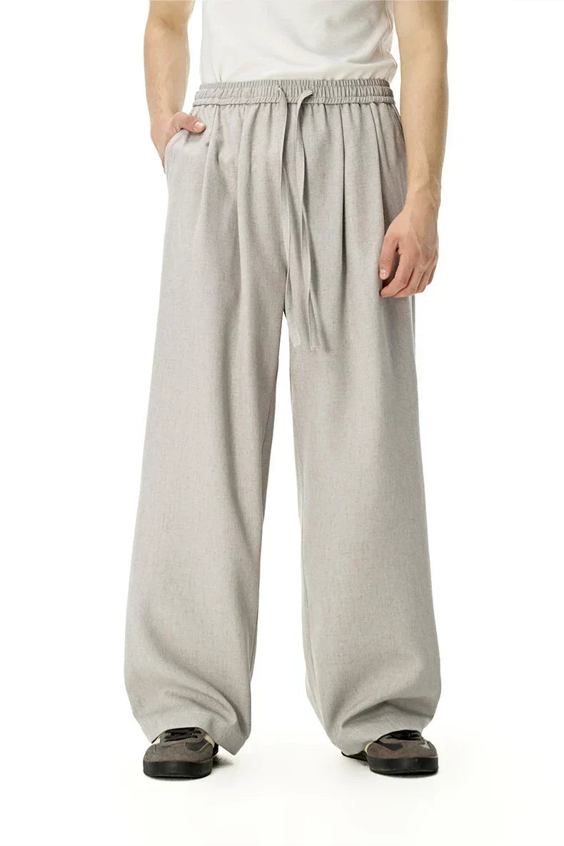 Drawstring Straight Leg Loose Fit Linen Pants