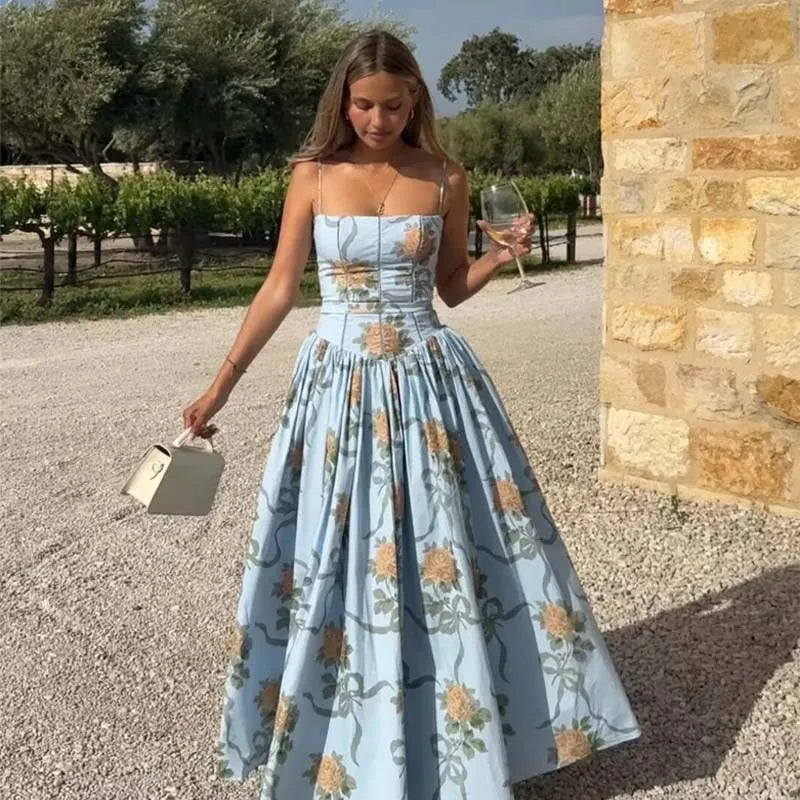Floral Print Elegant Vacation Party Midi Dresse