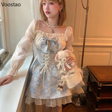 Coquette Bow Floral Vintage Mini Dress