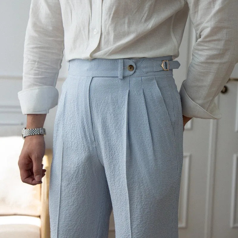 Men's Old Money Slim-fit Thin Blue Striped Pants