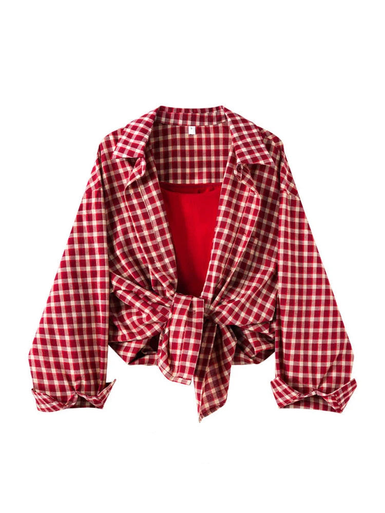 2000s Two Piece Sets Plaid Shirt