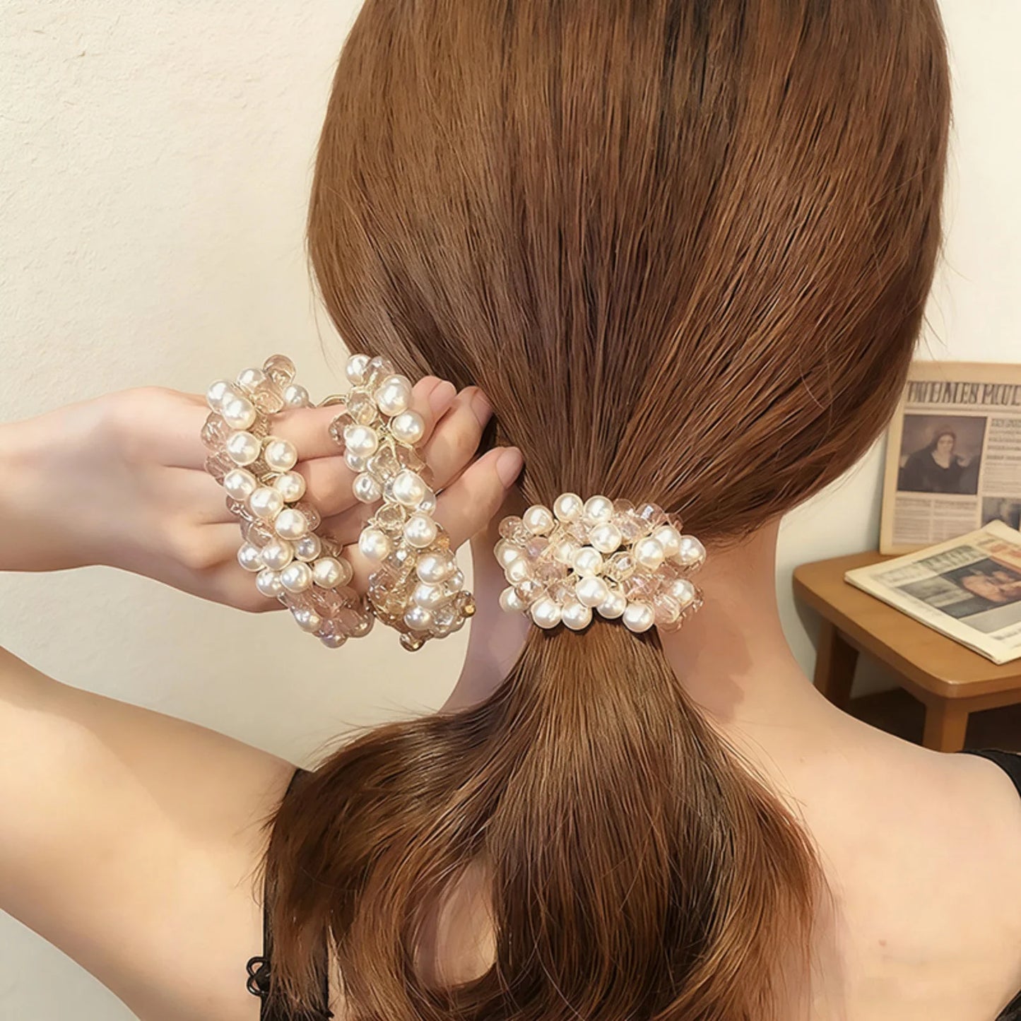Faux Pearl Beaded Ponytail Holder