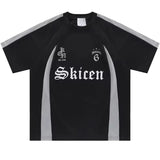 Retro Patchwork Hip Hop Printed Letter T-Shirt