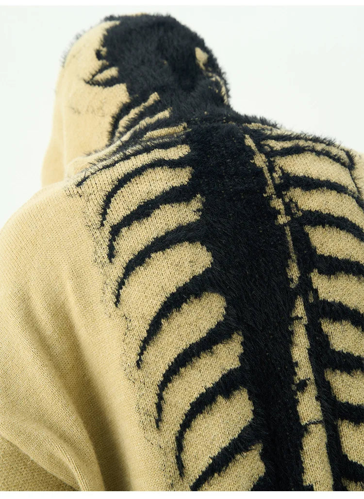 Sudadera con capucha de punto con estampado de ciempiés retro acogedora
