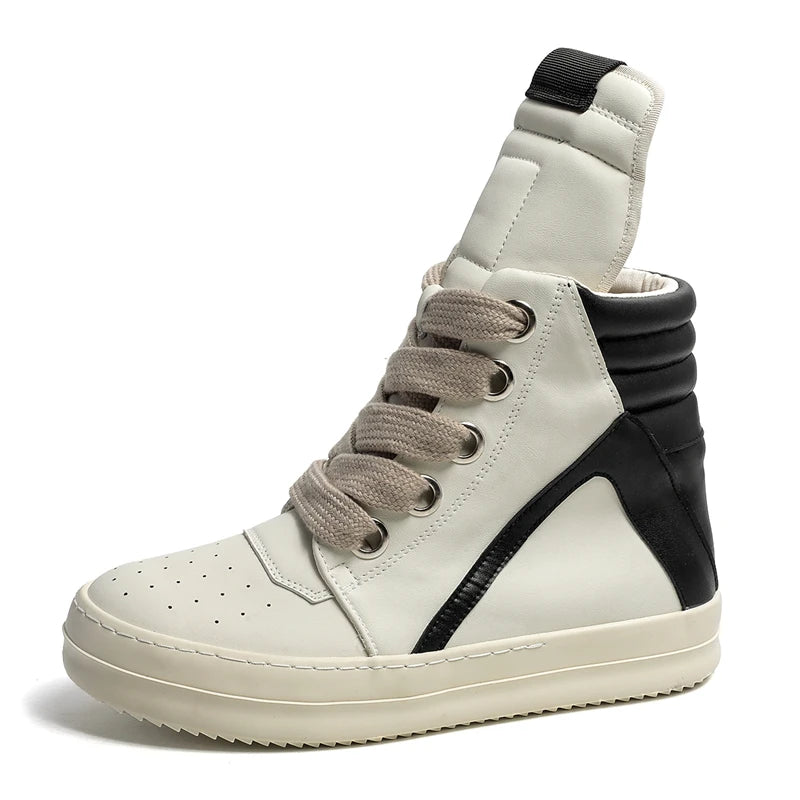 High-top Shoes Lace-up Leather Skateboard Shoes